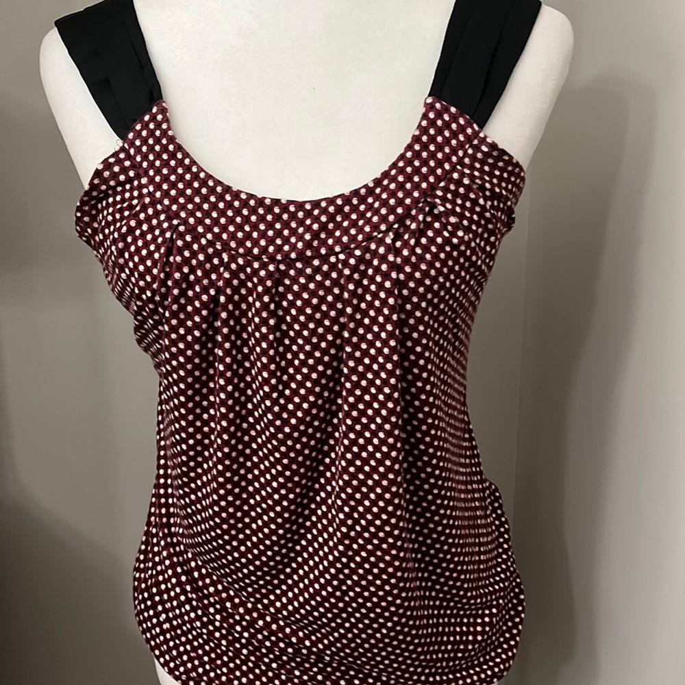 Burgundy polka dot tank top